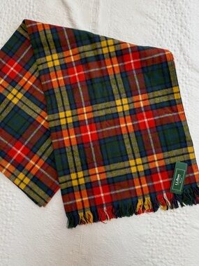 NWT LL Bean Plaid Scarf 100% Cotton